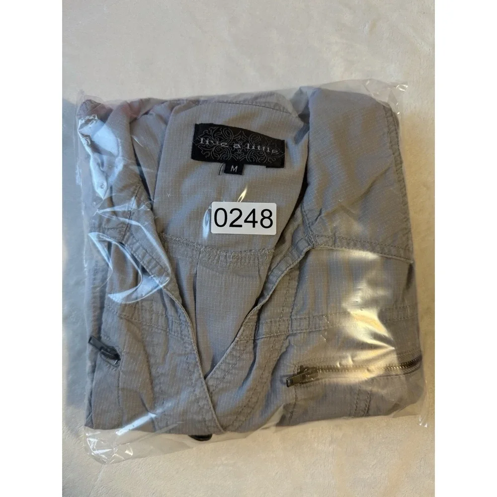Live‎ A Little Gray Button Jacket Zipper Pockets Layer Business Casual